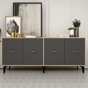 Consola, Olivia, Sinta, 180x82 cm, PAL , Stejar safir / Antracit imagine