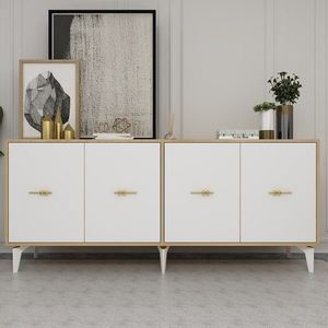 Consola, Olivia, Sinta, 180x82 cm, PAL , Stejar Safir / Alb imagine