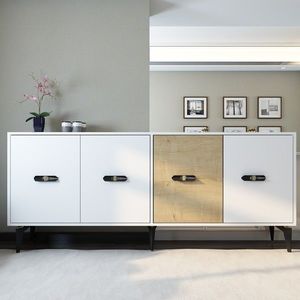 Consola, Olivia, Cherry, 180x82 cm, PAL , Stejar alb / safir imagine