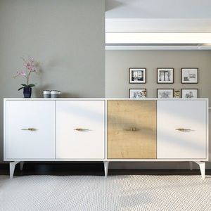 Consola, Olivia, Verry, 180x82 cm, PAL , Stejar alb / safir imagine