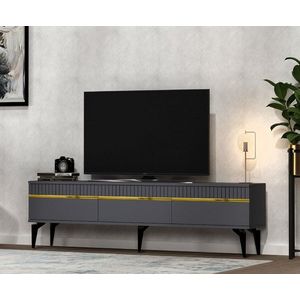 Comoda TV, Olivia, Defne, 180x44 cm, PAL, Antracit / Aur imagine