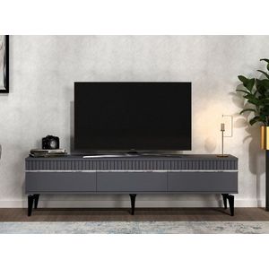 Comoda TV, Olivia, Defne, 180x44 cm, PAL, Antracit / Argintiu imagine