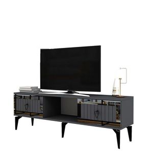 Comoda TV, Olivia, Linda, 150x44 cm, PAL, Antracit / Argintiu imagine