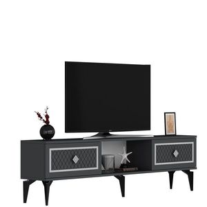 Comoda TV, Olivia, Herry, 150x44 cm, PAL, Antracit / Argintiu imagine