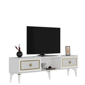 Comoda TV, Olivia, Herry, 150x44 cm, PAL, Alb/Auriu imagine