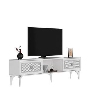 Comoda TV, Olivia, Herry, 150x44 cm, PAL, Alb / Argintiu imagine