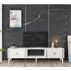 Comoda TV, Olivia, Doruk, 150x44 cm, PAL, Alb / Argintiu imagine