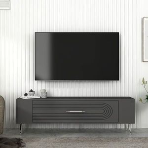 Comoda TV, Olivia, Retrol3, 120x48 cm, PAL, Antracit / Argintiu imagine