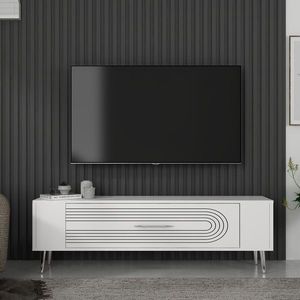 Comoda TV, Olivia, Retrol3, 120x48 cm, PAL, Alb / Argintiu imagine