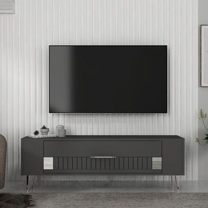 Comoda TV, Olivia, Retrolp4, 120x48 cm, PAL, Antracit / Argintiu imagine