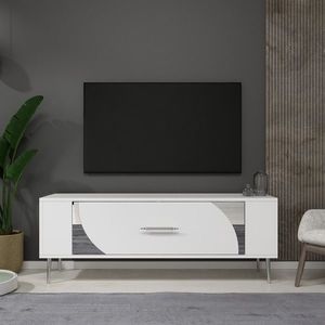 Comoda TV, Olivia, Retrop2, 120x48 cm, PAL, Alb / Argintiu imagine
