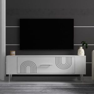 Comoda TV, Olivia, Retrol2, 120x48 cm, PAL, Alb / Argintiu imagine