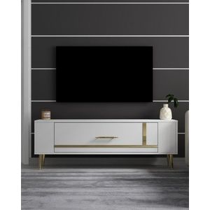 Comoda TV, Olivia, Retrop1, 120x48 cm, PAL, Alb/Auriu imagine
