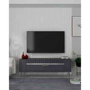 Comoda TV, Olivia, Retrolp1, 120x48 cm, PAL, Antracit / Argintiu imagine