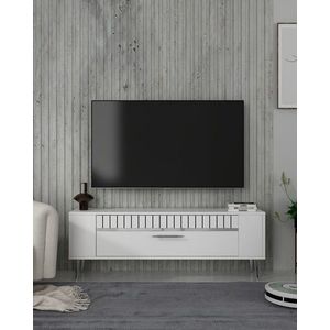 Comoda TV, Olivia, Retrolp1, 120x48 cm, PAL, Alb / Argintiu imagine