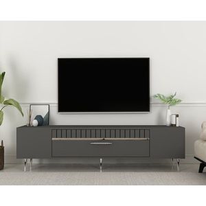 Comoda TV, Olivia, Dekolp1, 150x48x29 cm, PAL, Antracit / Argintiu imagine