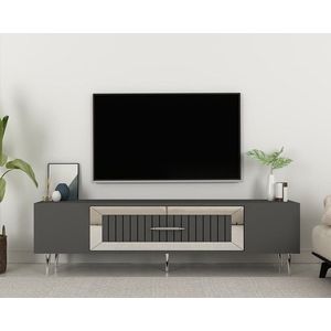 Comoda TV, Olivia, Dekolp3, 150x48 cm, PAL, Antracit / Argintiu imagine