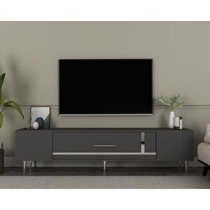 Comoda TV, Olivia, Dekop1, 150x48 cm, PAL, Antracit / Argintiu imagine