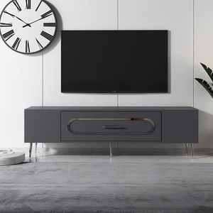 Comoda TV, Olivia, Dekop3, 150x48 cm, PAL, Antracit / Argintiu imagine