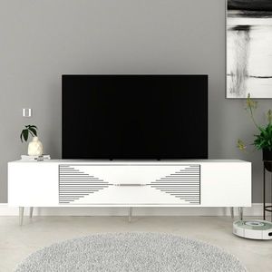 Comoda TV, Olivia, Dekol1, 150x48 cm, PAL, Alb / Argintiu imagine
