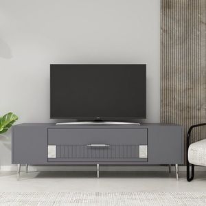 Comoda TV, Olivia, Dekolp4, 150x48 cm, PAL, Antracit / Argintiu imagine