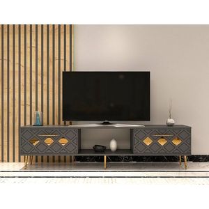 Comoda TV, Olivia, Dome, 150x40 cm, PAL , Antracit / Aur imagine