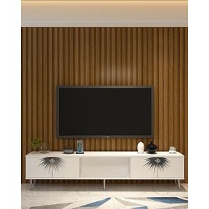 Comoda TV, Olivia, Nida, 150x40 cm, PAL , Alb / Argintiu imagine