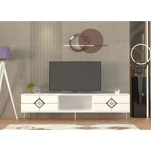 Comoda TV, Olivia, Robber, 150x40 cm, PAL , Alb / Argintiu imagine
