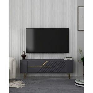 Comoda TV, Olivia, Retrolp5, 120x48 cm, PAL , Antracit / Aur imagine
