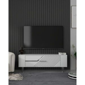Comoda TV, Olivia, Retrolp5, 120x48 cm, PAL , Alb / Argintiu imagine