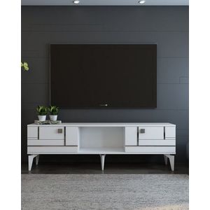 Comoda TV, Olivia, Madera, 150x44 cm, PAL , Alb / Argintiu imagine