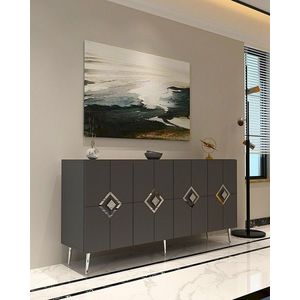 Consola, Olivia, Robber KB150, 150x75x35 cm, PAL , Antracit / Argintiu imagine