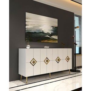 Consola, Olivia, Robber KB150, 150x75x35 cm, PAL , Alb/Auriu imagine