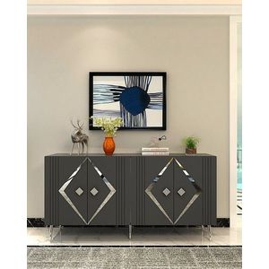Consola, Olivia, Domino KB150, 150x75x35 cm, PAL , Antracit / Argintiu imagine