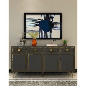 Consola, Olivia, Belly KB150, 150x75x35 cm, PAL , Antracit / Aur imagine