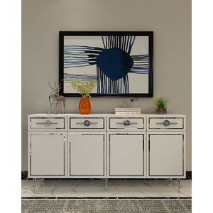 Consola, Olivia, Belly KB150, 150x75x35 cm, PAL , Alb / Argintiu imagine