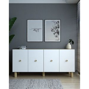 Consola, Olivia, Mono KB150 Bohem, 150x75x35 cm, PAL , Stejar Safir / Alb imagine