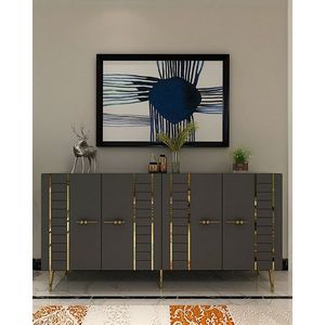 Consola, Olivia, Imre, 150x75x35 cm, PAL , Antracit / Aur imagine