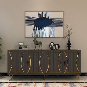 Consola, Olivia, Tean, 150x75x35 cm, PAL , Antracit / Aur imagine
