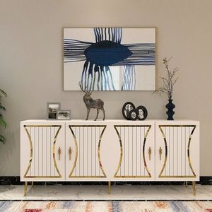 Consola, Olivia, Tean, 150x75x35 cm, PAL , Alb/Auriu imagine