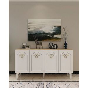 Consola, Olivia, Violet, 150x75x35 cm, PAL , Stejar Safir / Alb imagine