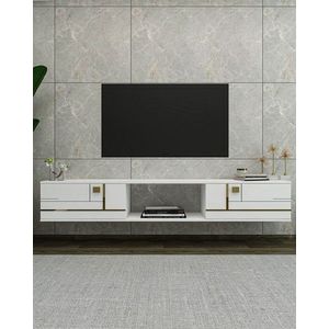 Comoda TV, Olivia, Aredam, 150x25 cm, PAL , Alb/Auriu imagine
