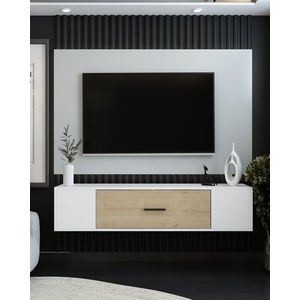 Comoda TV, Olivia, Kodaks, 150x33 cm, PAL , Stejar alb / safir imagine