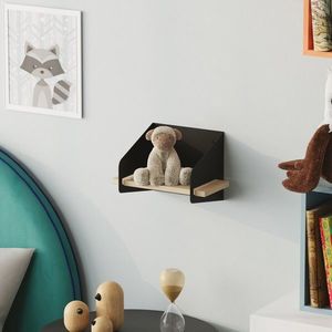Raft de perete, Cerritos, Short Arm, 30x20x19 cm, Lemn, Negru imagine