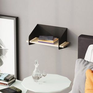 Raft de perete, Cerritos, Medıum Arm, 40x20x19 cm, Lemn, Negru imagine