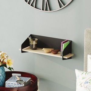 Raft de perete, Cerritos, Long Arm, 60x20x19 cm, Lemn, Negru imagine