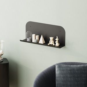 Raft de perete, Cerritos, Long Pouch, 55x23x12 cm, Metal, Negru imagine