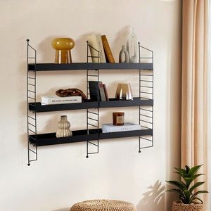 Raft de perete, Cerritos, Cm-068, 98x21x100 cm, Metal, Negru imagine