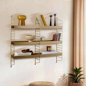 Raft de perete, Cerritos, Cm-068-A, 98x21x100 cm, Metal, Auriu imagine