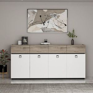 Consola, Minerva, Zara, 180x84x40 cm, PAL, Alb/Negru imagine